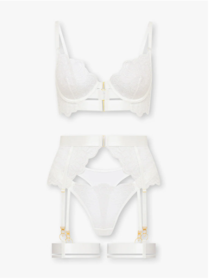 Beyaz Premium Dantelli Jartiyer Takımı