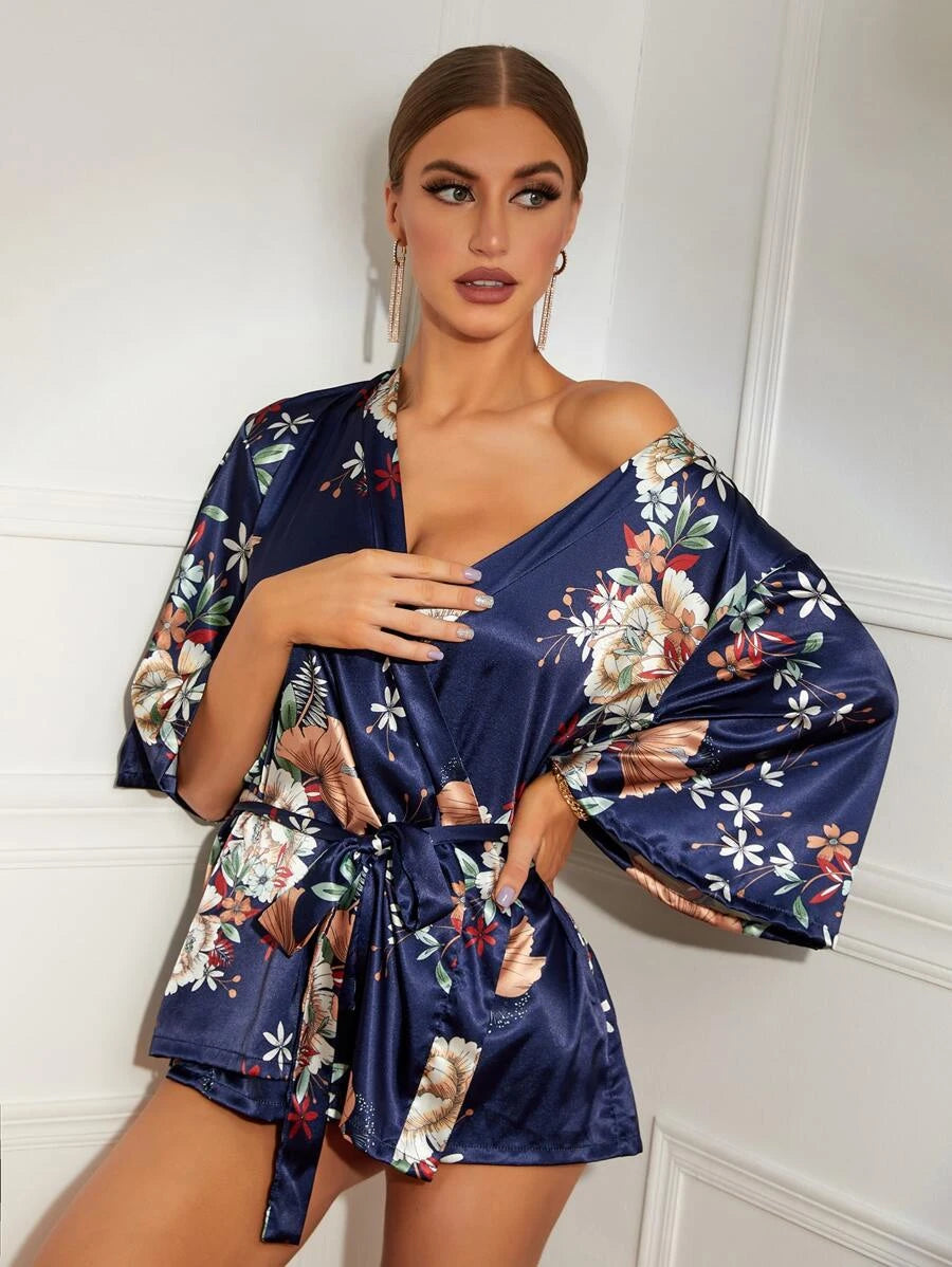 Çiçek Desenli Sabahlık -F8330