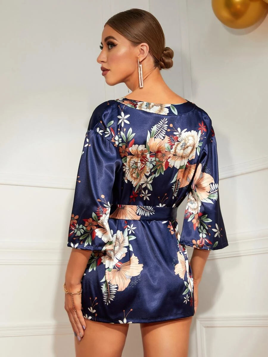 Çiçek Desenli Sabahlık -F8330