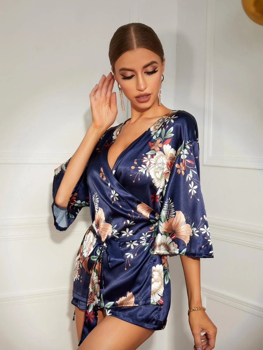 Çiçek Desenli Sabahlık -F8330