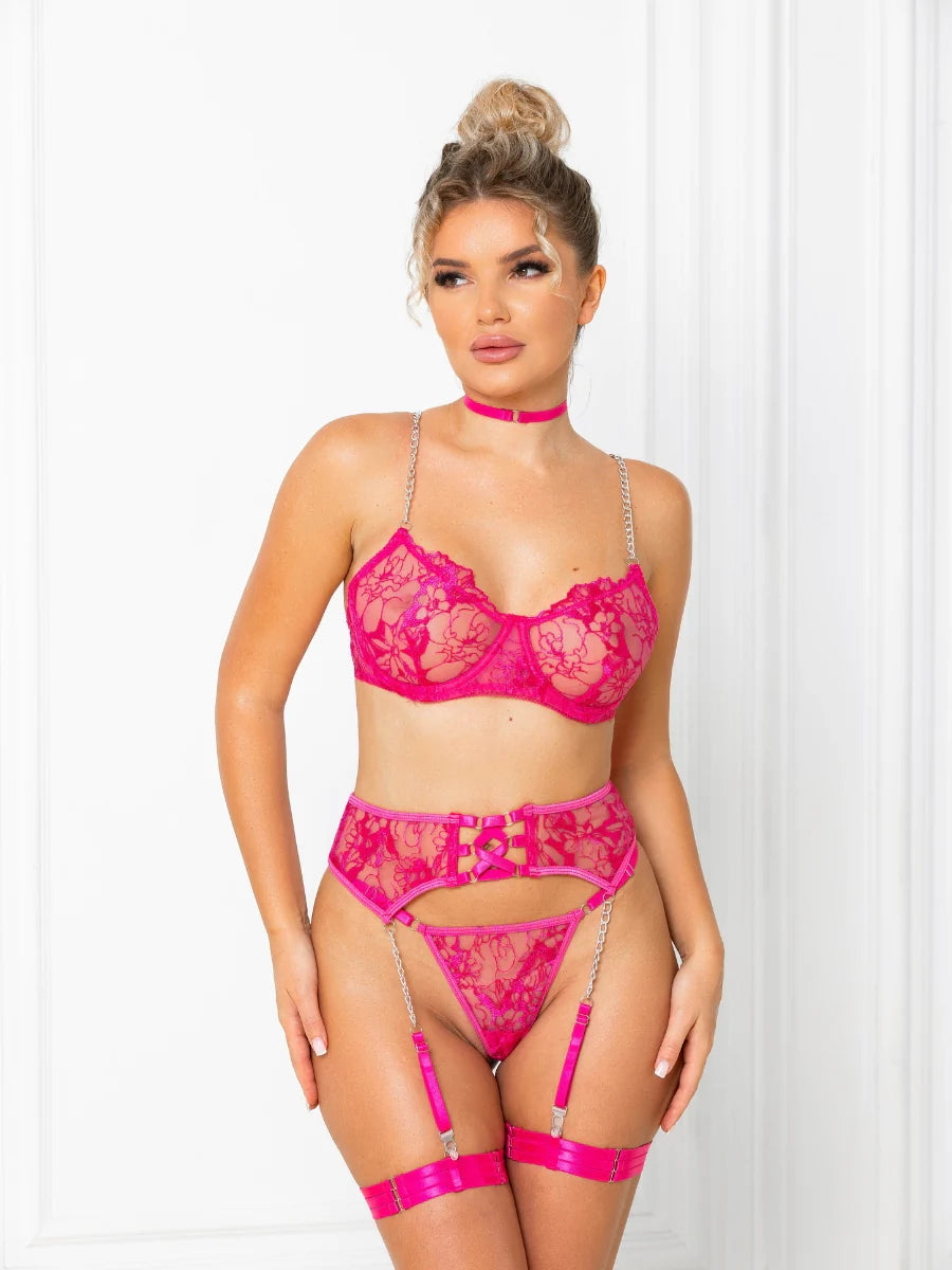 Zincir Askılı Premium Pembe Takım