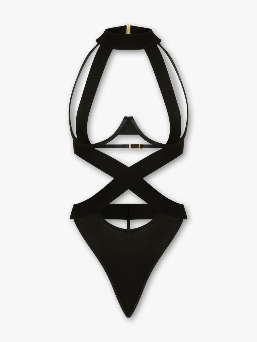 Siyah Harness Cut-Out Body