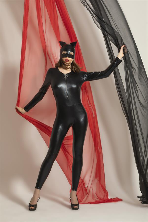 Fantezi Deri Kedi Kız Kostümü -F6330